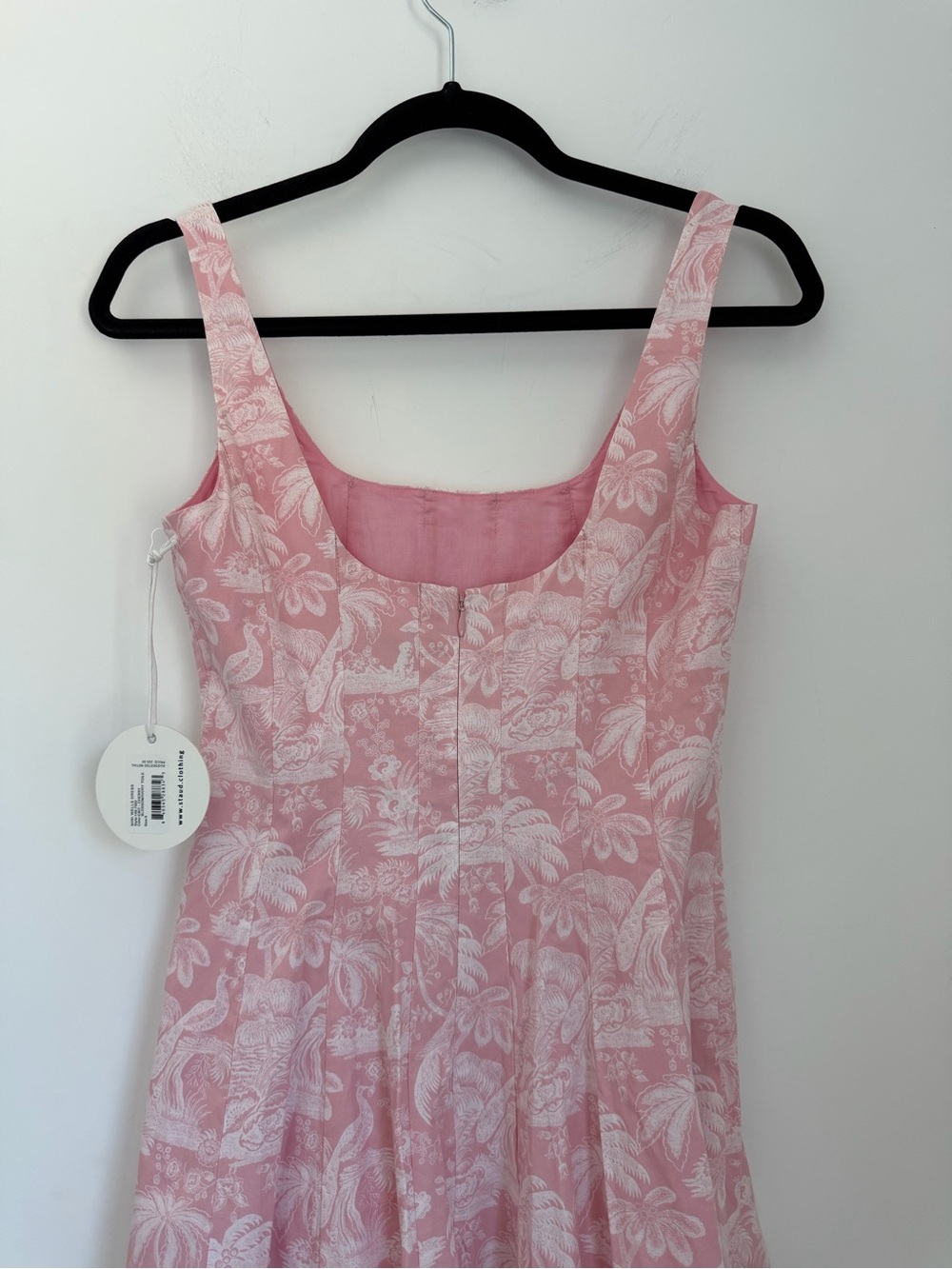 Staud NWT 0 Wells Mini Dress in Pink Cherry Blossom Ivory Toile - Picture 5 of 8